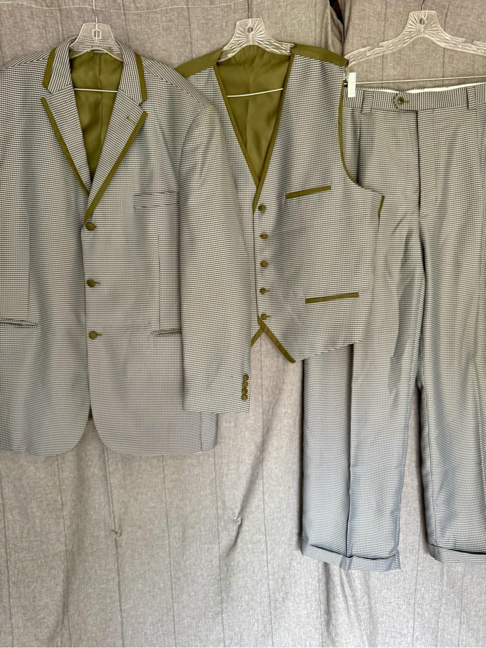 EJ Samuel Italy Wool Suit Mens 48R Super 150s Houndstooth 3 Piece Pants W42x32